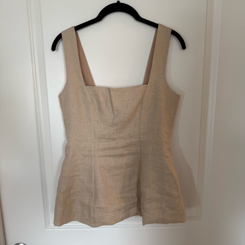 olivaceous a-line fit & flare linen top - m